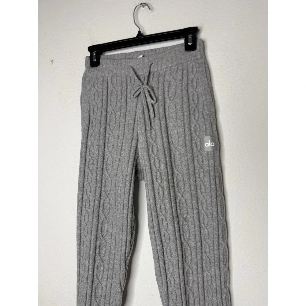 Alo Yoga Winter Bliss Pant Cable Knit Sweater Pants Grey XXS Minimalist‎ Cozy